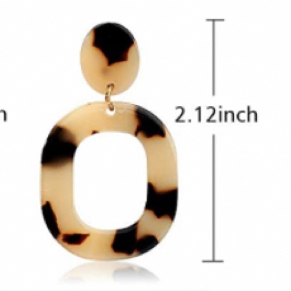New in package Tortoise Resin Drop Hoop Earrings